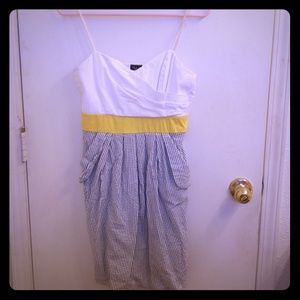 Ruby Rox juniors, Yellow, white spring dress